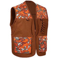 BASSDASH Upland Game Field Water-Resistant Bird Hunting Vest with Multi Pockets Men Women FV11 - color: Brown/Flame Camo, size: Large