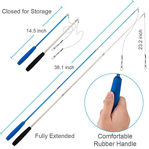 JIARON Cat Toys Interactive Feather Toy, 2PCS Retractable Wand and 10PCS Replacement Teaser with Bell Refills, Interactive Catcher and Funny Exercise for Kitten.