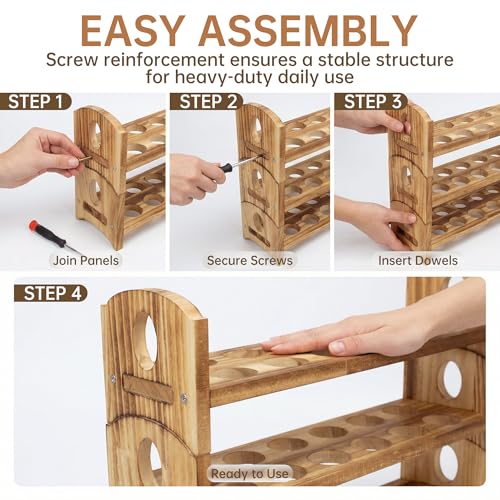 Wooden Egg Holder, 3 Tier 36 Egg Capacity, Farmhouse Egg Holder for Countertop, Stackable Egg Storage Rack for Fresh Eggs, Rustic Wooden Egg Organizer with Handles for Kitchen Counter