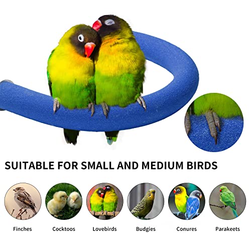 FrgKbTm U Shape Parrot Perch Stand Toy Bird Platform Sand Paw Grinding Clean Stick Exercise Conure Budgie Cockatiel Cage Accessories (Small-Blue)