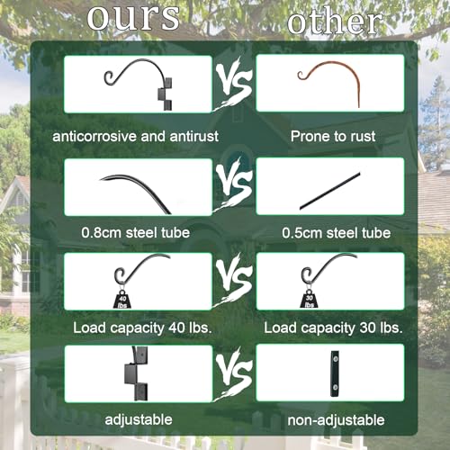 15inch Swivel Plant Hangers Outdoor- 2PCS Heavy Duty Iron Planter Hanging Hook Bracket Swivel Bird Feeder Hanger Hook Metal for Flower, Lantern, Wind Chimes - size: 15inch