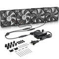 GDSTIME 4X 120mm Fans with Variable Speed Controller 100V-240V AC Powered | 2x2 & 1x4 Installable, Computer Fan with AC Plug, for GPU Mining Rig, Server Rack, DIY Cooling Ventilation Exhaust Projects - size: 4x 120mm fan
