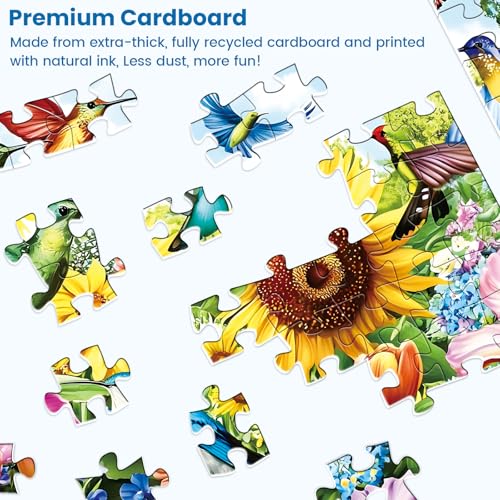 500 Pieces Puzzle for Adults - Summer Birds Garden Jigsaw Puzzle for Adults Teens,Recycled Cardboard Hummingbird Flowers Puzzle 500 Pieces,Challenging Game for Family Fun & Gift Idea,20.5 x 15 in - color: Birds Garden
