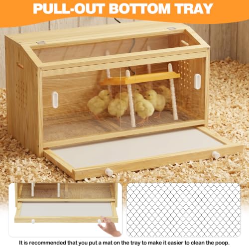 Wooden Chicken Brooder Box with Heating Plate Brooder Heater for Chick Brooder Indoor 32x16x18'' Accommodates Up to 15 Chicks Ideal for Chickens Ducks Quails Hamsters Lizards - size: 31.5 x15.7 x18''