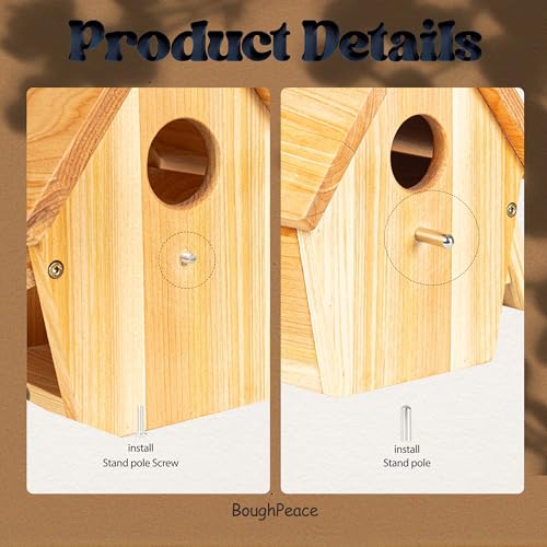 Wooden Bird Houses for Outside Hanging Birdhouses Nest Bluebird House for Cardinals Finch Wren Swallow for Garden Viewing 2 - size: 8.5inch × 7.5inch × 6.7inch