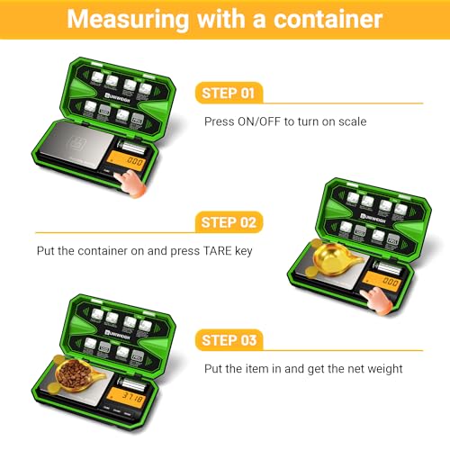 Digital Pocket Scale 200g/0.01g, Digital Scale Grams Precision | Jewelry Scale,Coins Scale with 50g Cal Weights for Powder,small items,Tea,Jewelry,Coins (Battery Included)-Fluorescent Green - color: Fluorescent Green