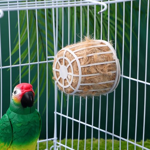Abaodam Bird Nest Material with Basket Jute and Cotton Fiber Nesting Material for Parakeet Finch Canary Cockatiel 2-Pack Cage Bird for Birds