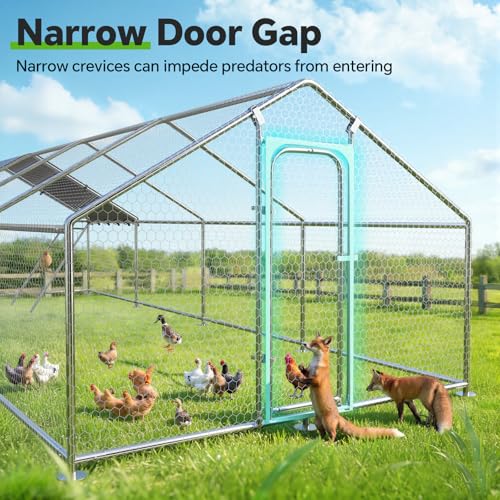 10 x 26.2 x 6.4 FT Metal Chicken Coop, Chicken Run with Cover | Walk-in Metal Chicken Coop, Waterproof Cover, Side Hardware Cloth, Roosting Perch, reinforced frame, Backyard & Farm Use - size: 315.0"L x 118.0"W x 78.0"H