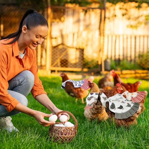 6 Pcs Chicken Saddle for Hens, Chicken Aprons Back Protector | Chickens Vest Jacket Saddles for Hens for Poultry Hen Feather Fixer Supplies (Adjustable Strap, Chicken) - style: Adjustable Velcro, Chicken Theme