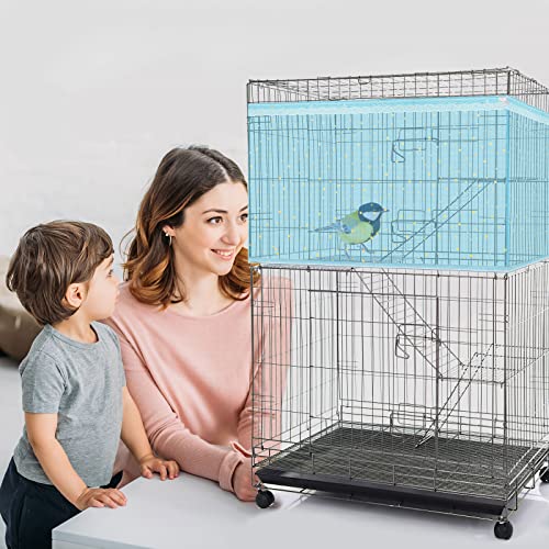 Shappy Large Bird Cage Cover, Bird Cage Seed Catcher, Adjustable Star Pattern Nylon Mesh Net for Parrot Parakeet Macaw Pet Supplies(Blue) - color: Blue