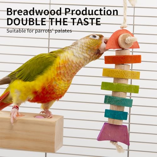 Bird Toys & Bird Perch, Bird Wooden Block Chewing Toy Parrot Foraging & Puzzle Toys Bird Cage Accessories for Conures Parakeets Cockatiels Lovebirds African Grey Macaws (Colorful Fish) - color: Colorful fish