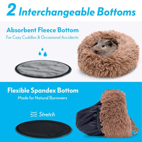 Paw Inspired Furr-O Burrowing Pet Bed Enrichment, Removable Base, Beige | Cozy Carrier Toy, Zip-On Spandex and Fleece Bottoms, Hideout Cage Accessories for Guinea Pigs, Hamsters, Small Pets, Animals - color: Tan