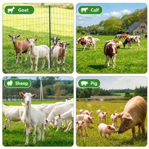 Electric Fence Netting, 164'L x 47.2" H Electric Fence Kit for Livestock, Farms, Backyards, Garden, Assembled Double Spiked Portable Electric Farm Fence - size: 164'L x 47.2" H