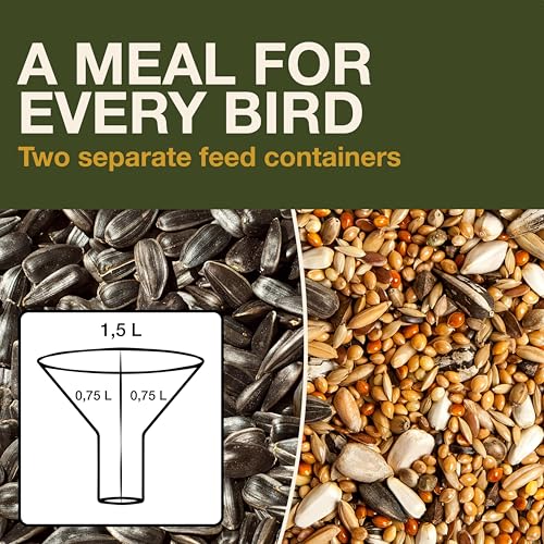 SWISSINNO Bird Feeders - No Mess Hanging Bird Feeder for Outdoors - Smart Birds Davos Spill Proof Wild Cardinal & Small Bird Feeder with Integrated Seed Catcher Tray - Dual Chamber - Green - color: Green, style: Davos