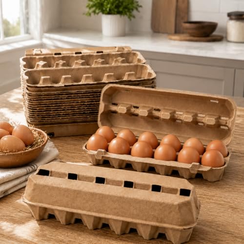 15 Pack Egg Cartons Cheap Bulk, 12 Count Egg Storage Containers Holder, Sturdy Natural Pulp Material Perfect for Storing Extra Eggs - color: 12 Count, 15 Pack