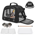 Bird Carrier, Lightweight Breathable Bird Backpack, Portable Wild Bird Carrier with Standing Perch for Parrot Travel Vet Visit (Black)