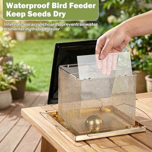 Bird Feeder, Heavy Duty Metal Bird Feeders for Outdoor Hanging | Waterproof Snowproof, 9LB Large Capacity, Easy to Fill and Clean, Wild Birdfeeder, for Garden Yard Outside Backyard - size: Square, 9 pounds