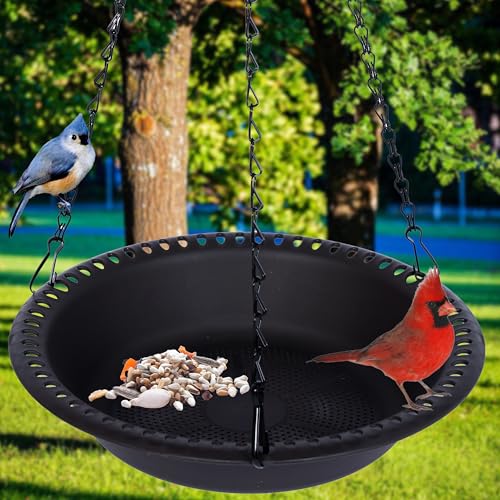 Hanging Bird Feeder Tray 10inch for Garden Yard Outside, Black - color: Black, size: 10 inch