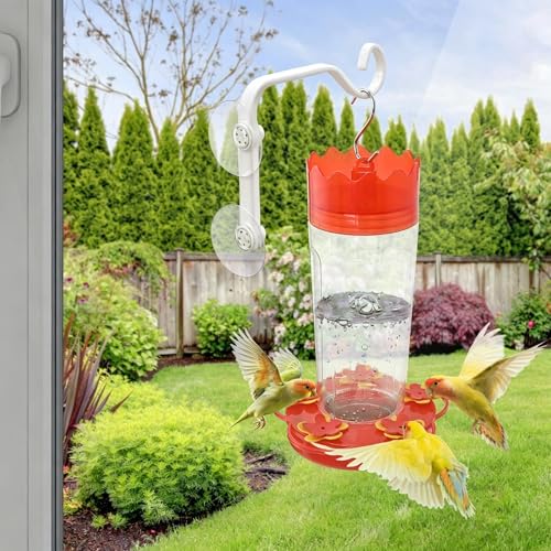 4 Pcs Heavy-Duty Window Suction Cup with Hanger, Window Mounted Wildlife, Hummingbird, Bird Feeders, Decorative Birdhouses, Wind Chimes & Plants, Strong Load-Bearing Hanging Hook（White）