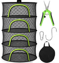 Herb Drying Rack Hanging Mesh 4 Layer 24" with Zipper, Garden Pruning Shear, Hook & Carabiner Clip for Drying Herbs, Plants, Seeds, Buds | Hydroponics & Grow Tents Herb Dryer Hanging Rack - style: 4 Layer 24"