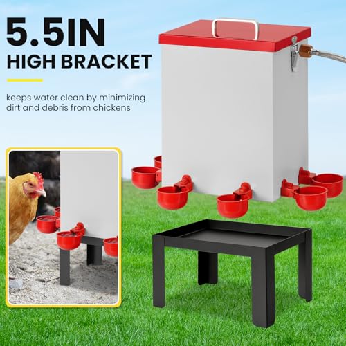 2.6 Gal Automatic Chicken Waterer Stainless Steel Poultry Water Dispenser with Stand, Auto Filling Chicken Watering Systerm