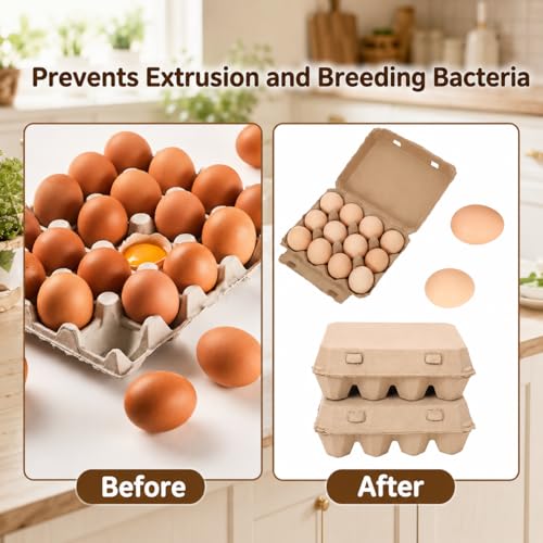 Sturdy Egg Cartons 12 Count, 3x4 Style Reusable Egg Cartons Cheap Bulk | Natural Paper Pulp Cardboard Egg Cartons for Farm, Kitchen, Fridge, Organizing & Transport | Fresh Egg Storage | 25 Pack