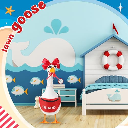 Bikini Porch Goose Outfits with Sunglasses and Swimming Tube for 23" Summer Goose Costume Garden Patio Statue Decor(Coach) - style: Coach