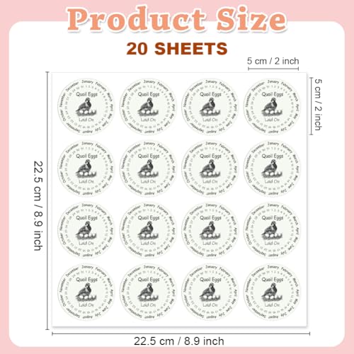 320 Pcs Quail Farm Fresh Eggs Stickers, 2 Inch Round Unwashed Eggs Carton Labels Sticker PET Adhesive Egg Packaging Stickers for Box Container Carton Farm Supplies - color: Quail Eggs