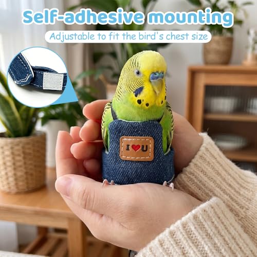 Bird Harness Leash, Adjustable Self-Adhesive Vest Birds Harness with 360° Swivel Clasp, Reusable Bird Flight Cloth for Outdoor Walking Training Anti-Escape - size: M