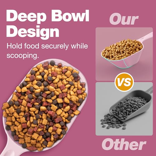Dog Food Scoop 2 Pack, Pet Cup Capacity Cat Food Scooper With Measuring Lines For Dog, Puppy and Cat Coffee Bean, Flour Scoop Light Pink - color: Pink
