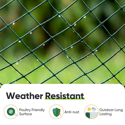 Quictent 1 inch Hardware Cloth for Chicken Coop 40in x 50ft 20 Gauge, Dark Green Vinyl Coated Chicken Wire Mesh, Predator Proof Chicken Fence, Garden Netting - color: 1" (Large Mesh), size: 50 FT