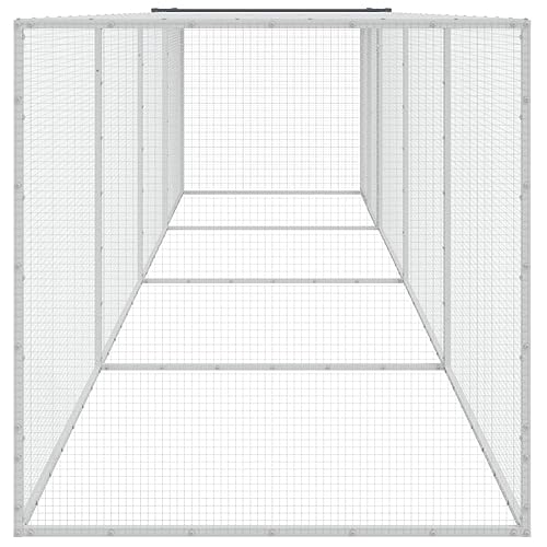 Galvanized Steel Chicken Coop with Roof 158.7"x38.6"x35.4" Anthracite Cage for Hens Rabbits Ducks Outdoor/Indoor Use, Expandable Bunny Hutch with Lockable Door and Weather Protection - size: 158.7" x 38.6" x 35.4" (L x W x H)