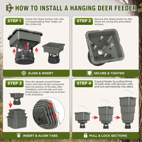 5 Gallon Hanging Deer Feeder with Programmable Digital Timer (4 Feed Times) | Automatic Game Feeder，Easy Installation,Batteries Not Included