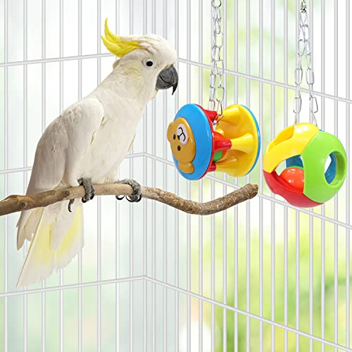 Litewoo 3 Pack Bird Chew Bells Balls Parrot Training Toy for Cockatiel | Plastic & stainless steel, colorful ringing balls, trim beaks & relieve boredom, for cage/african grey/cockatoo/macaw/conure - color: D - Parrot Ball Toy