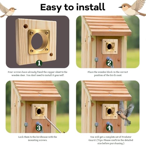 Bluebird House Predator Guard， with Copper Gate Predator Protection Device Bird House Predator Guard Replacement, Suitable for 1 1/2 inch Open Oriental Bluebird Box (2 Pieces)