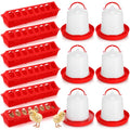 Funnymoom 12 Pack Chicken Feeder and Waterer Set Bird Small Poultry Feeder Flip Top Bird Small Poultry Feeding for Pigeon Chick Drinker Duckling Quail Feeding Dispenser (Red,8 Holes) - color: Red, style: 8 Holes