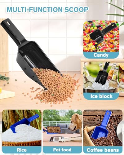 2 Cup Dog Food Scoop(2 Pack), Plastic Pet Food Scoop with Measuring Lines for Accurate Pet Food Portions,Dishwasher Safe (Black and Blue) - color: Black and Blue