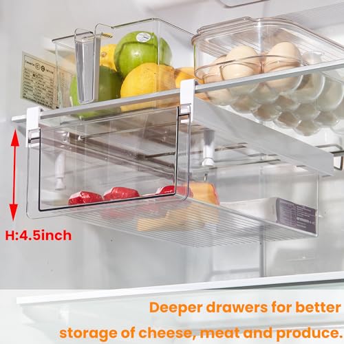 Deeper Refrigerator Drawers, Adjustable Refrigerator Shelf 14-19.5 Inches Large Fridge Drawer Organizer Pull Out, Deli Meat Container for Produce, Cheese, Bacon-XL - color: XL