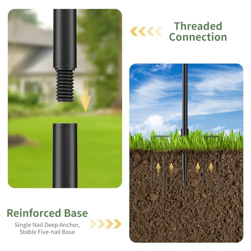 Bird Feeder Pole, 91in 4 Hook Bird Feeding Station Kit with Adjustable Shepherds Hooks, Birds Feeder for Outdoors with Pole 5 Prongs Base Attracting Wild Birds (ATR Deco, Black 91in) - color: Black, style: atr deco