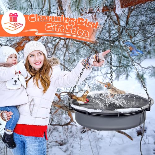 1 Pack Upgrade Bird Bath Heater for Outdoors, 60 Watts Birdbath Deicer | Pond Deicer Water Heater Thermostatically Controlled with Auto Shut off Function for Patio Lawn Winter (Marble Black) - color: Marble Black