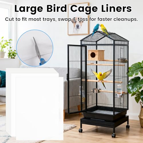 17.7x13.8in Bird Cage Liners - 200 Sheets Pre-Cut Cage Tray Pads | Disposable Absorbent Non-woven Pads Absorb Moisture and Collect Feathers for Parrots, Cockatiels, Parakeets and Finches - size: 17.7x13.8in-200P