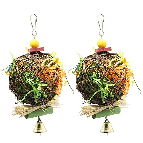 EBaokuup 2 Pack Bird Chewing Toys Foraging Shredder Parrot Cage Shredder Hanging Toy for Cockatiel Conure African Grey Amazon