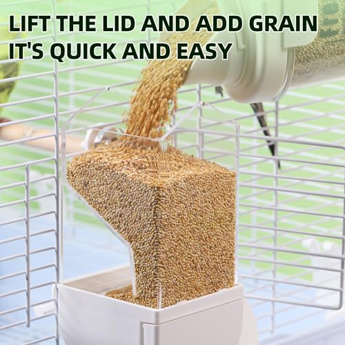 No Mess Parrot Automatic Feeder Anti-Scattering Bird Feeder for Cage Bird Food Bowl Container Parakeet Cage Accessories Finch Lovebirds Budgies Canary (Round Roofs)