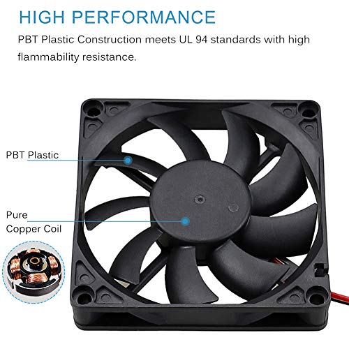 GDSTIME 80mm x 15mm 24V 2Pin DC Brushless Cooling Slim Computer PC Case Fan | for 3D Printer Motherboard Power Supply, Incubator, Electronics Enclosure Ventilation - 80x80x15mm, 8015 - size: 80x15mm