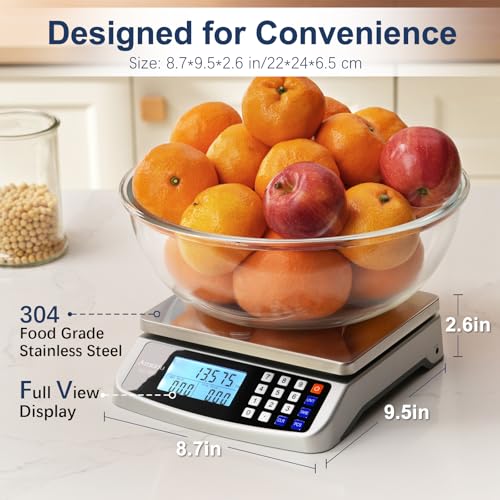 Atogou 66lb Food Scale, Commercial Kitchen Scale with Price Computing | Plug-in Usable, 0.05oz/1g Increment, 304 Stainless Steel, for Cooking, Vegetables, Farm, Industry, Counting. LC300 Silver - style: Silver 66lb/30kg