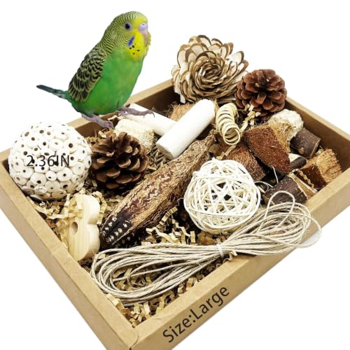 Bird Foraging Toys Parrot Chew Shredding Toy Parakeet Cage Accessories | Natural,Box Packaging,Cockatiel Toys,for Parakeets Cockatiels Conures Lovebirds,Helps Reduce Stress & Cage Boredom - color: Natural