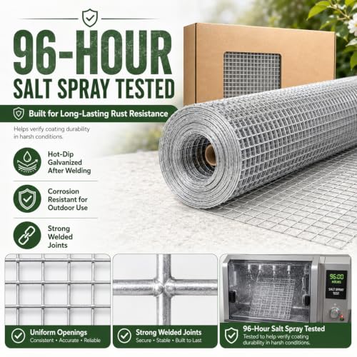 Hardware Cloth 1/2 inch Chicken Wire Fencing 60 x 100 Feet 19 Gauge | Hot-dip Galvanized After Welding Chicken Wire Mesh Roll Garden Fencing Welded Wire Wire Fence Roll Gopher Mesh - size: 1/2inch 60''x100'