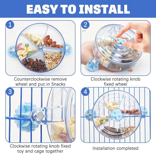 BNOSDM Bird Foraging Toy Creative Feeder Systems with Seed Food Rotating Wheel for Enrichment & Training Parrot Puzzle Toys Ideal for Small and Medium Cockatiel Parakeet Conure(Blue) - color: Blue