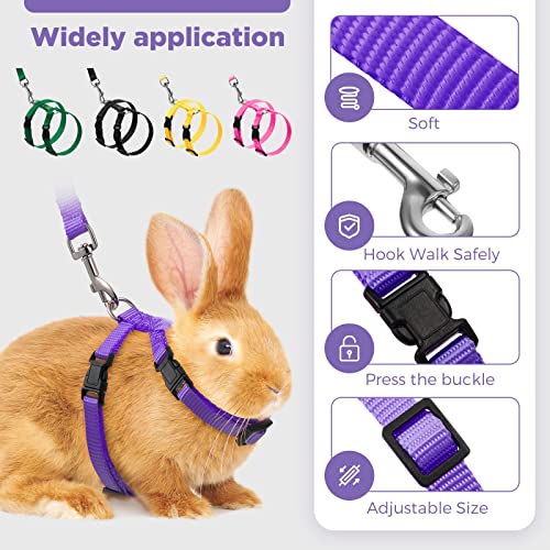 Outus 5 Pieces Adjustable Rabbit Harness and Leash Set Escape Proof Bunny Harness Vest for Pet Running Walk Jogging Bunny Cat Puppy Kitten Ferret and Other Small Pet(Lovely Color) - color: Lovely Color