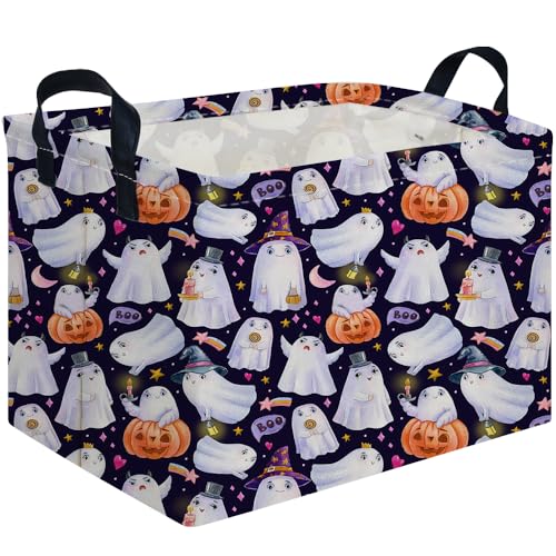 Rectangular Halloween Basket,Trick or Treat Basket for Boys and Girls,Waterproof collapsible storage box,Halloween Decor,Gift box(Purple Halloween) - color: Purple Halloweens